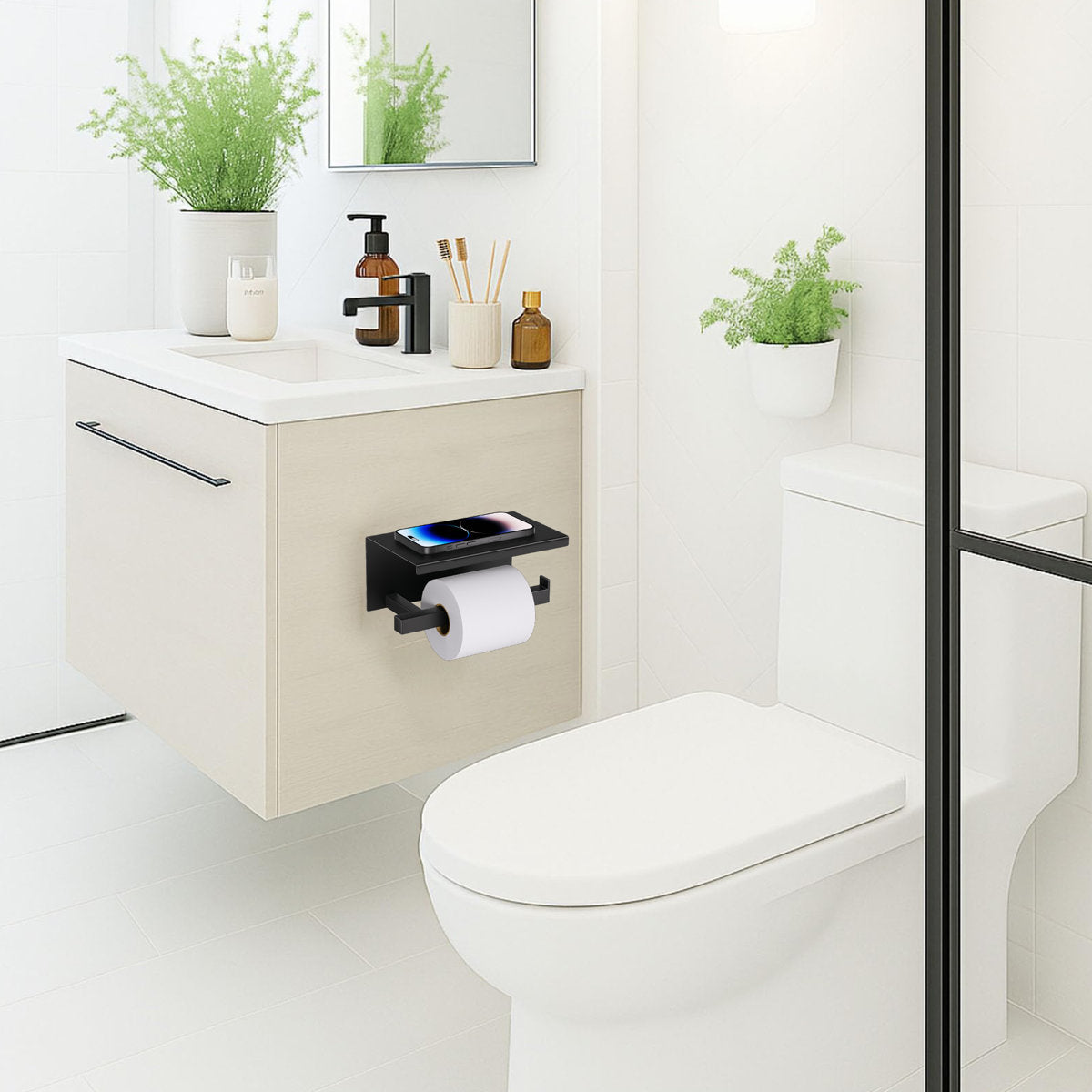 Bathroom Toilet Paper Holder Wall Mount Q4TPA-BK