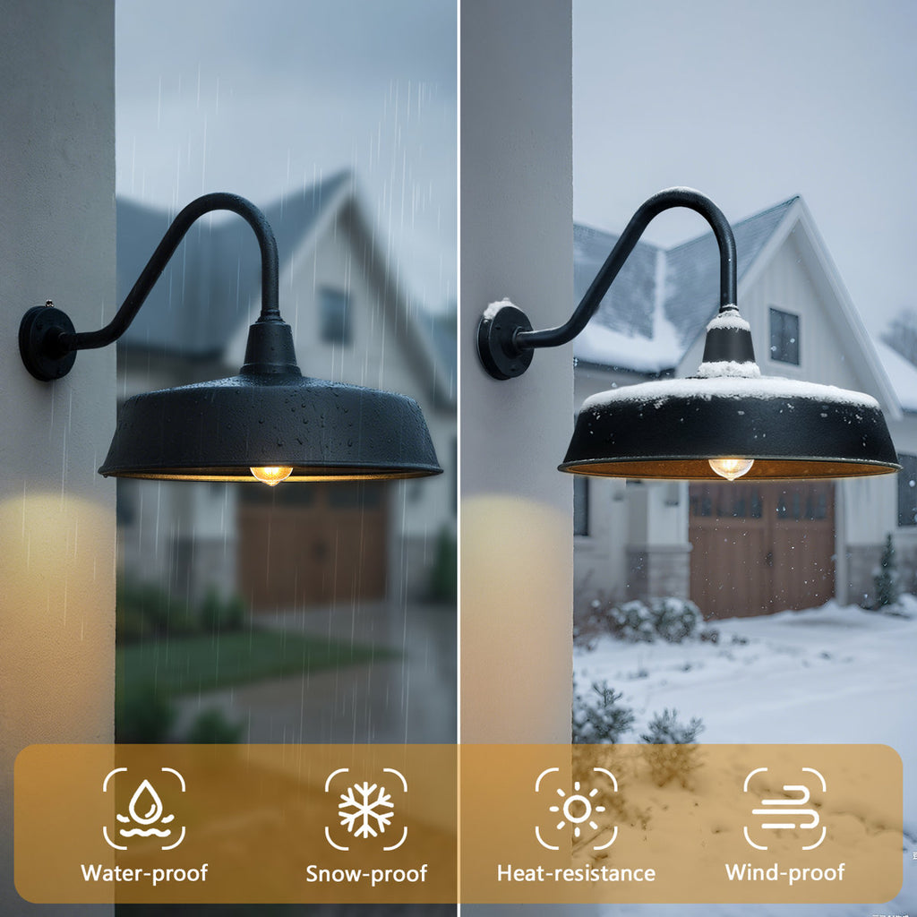 Bechard Black Finish Dusk To Dawn Outdoor Wall Barn Light