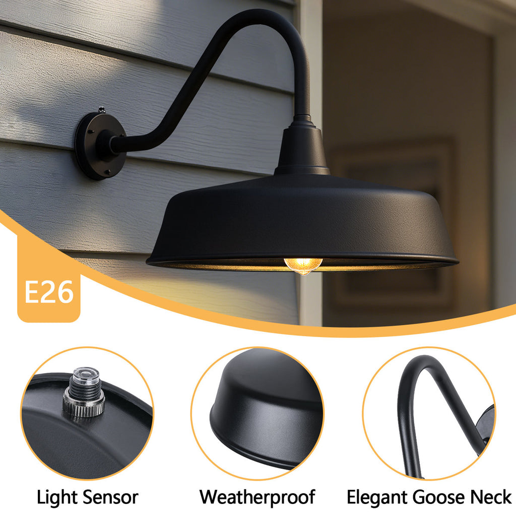 Bechard Black Finish Dusk To Dawn Outdoor Wall Barn Light