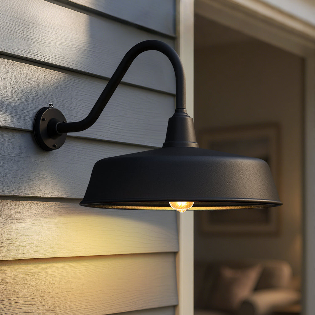 Bechard Black Finish Dusk To Dawn Outdoor Wall Barn Light
