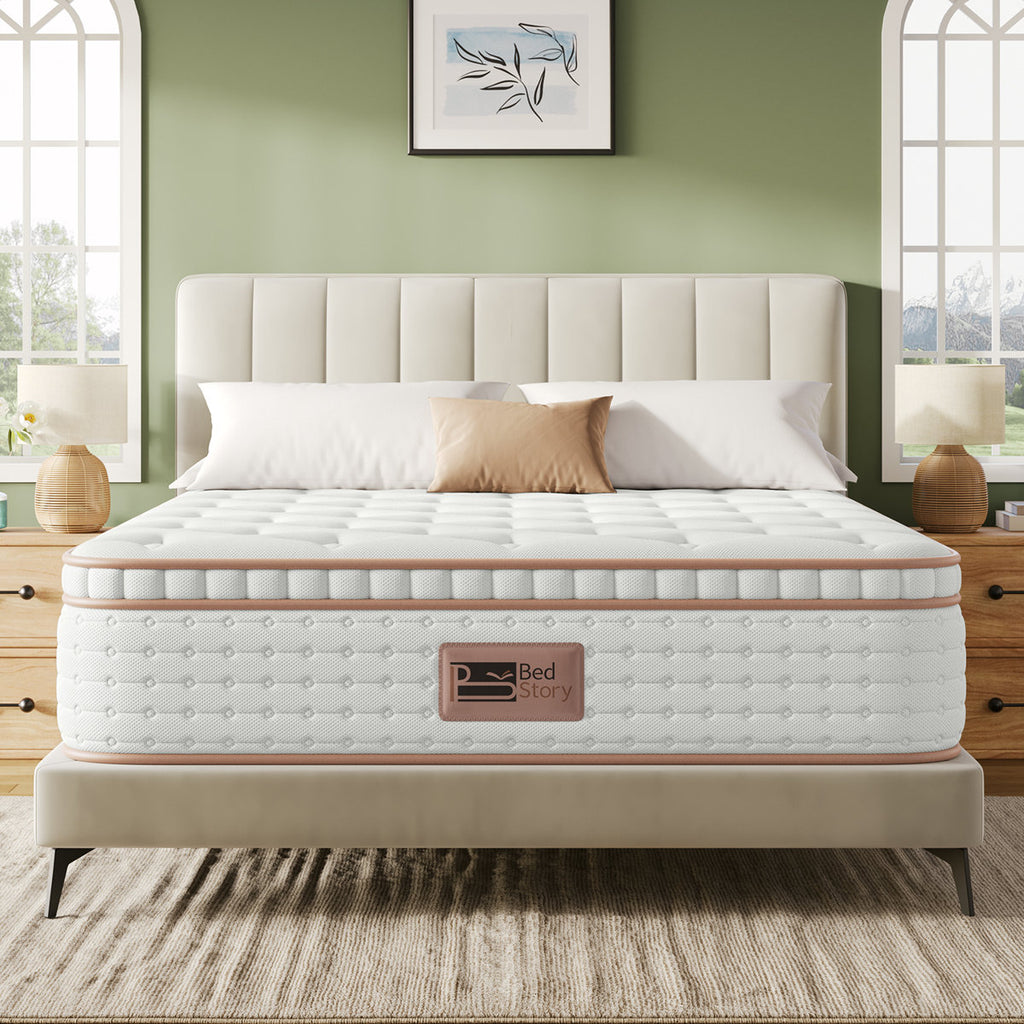 Bedstory 7-Layer Hybrid Mattress with Pocketed Coils & Dual-Zone Support - Cooling Gel Memory Foam,  CertiPUR-US/OEKO-TEX/C,No Fiberglass