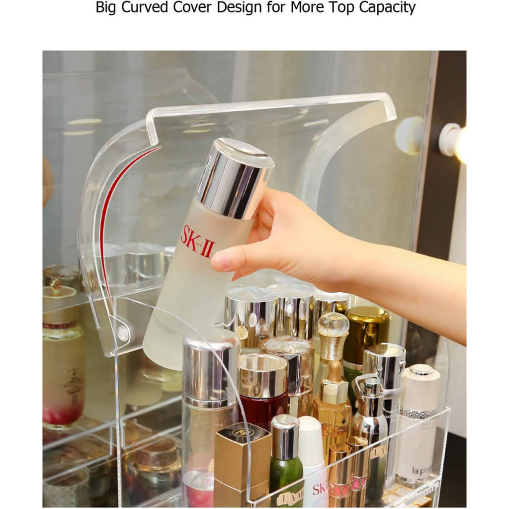 Black Professional Large Cosmetic Makeup Organizer Dust Water Proof Cosmetics Storage Display Case With Drawers Portable For Brushes Lipsticks Jewelry