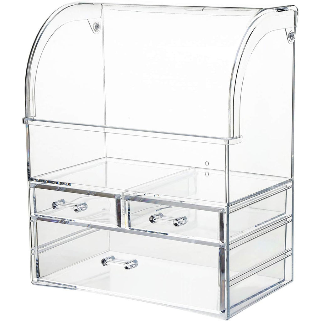 Black Professional Large Cosmetic Makeup Organizer Dust Water Proof Cosmetics Storage Display Case With Drawers Portable For Brushes Lipsticks Jewelry