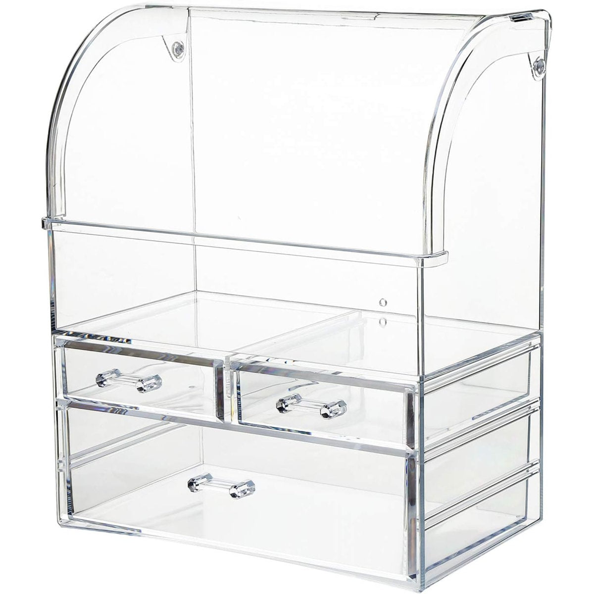 Black Professional Large Cosmetic Makeup Organizer Dust Water Proof Cosmetics Storage Display Case With Drawers Portable For Brushes Lipsticks Jewelry