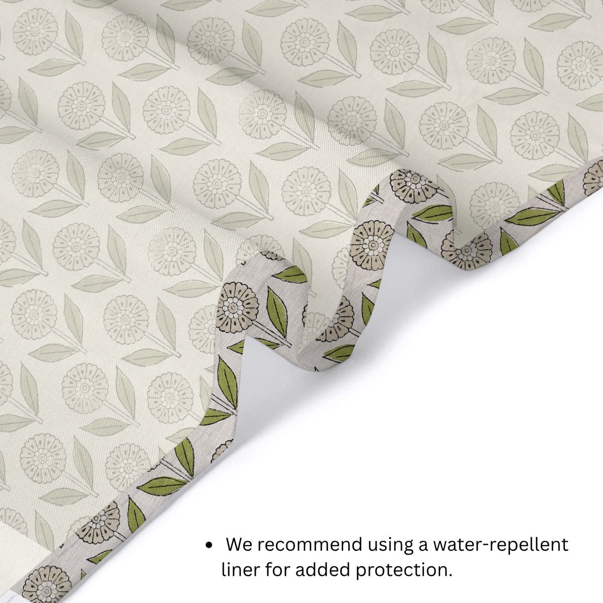Bohemian Style Block Printed Shower Curtain | 100% Cotton |  Bathroom Textile, Gendapushp, Green