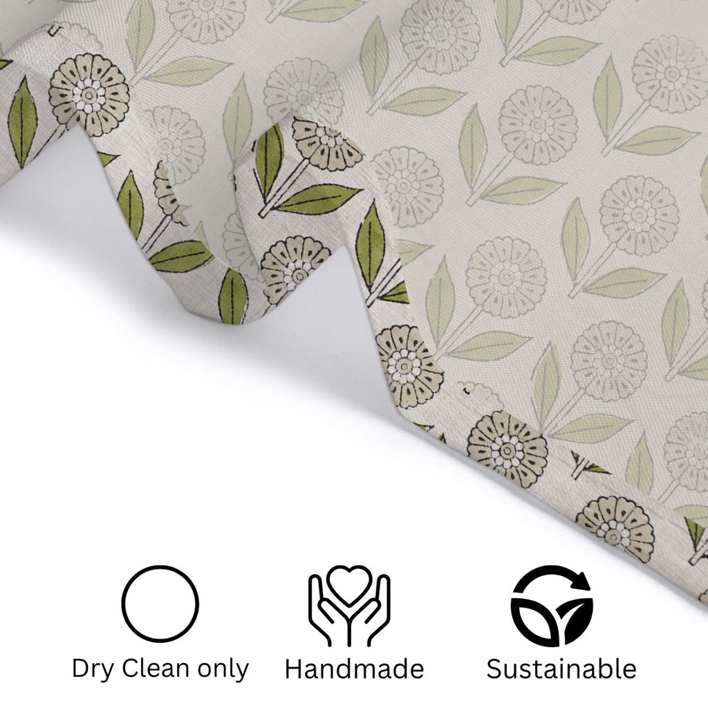 Bohemian Style Block Printed Shower Curtain | 100% Cotton |  Bathroom Textile, Gendapushp, Green