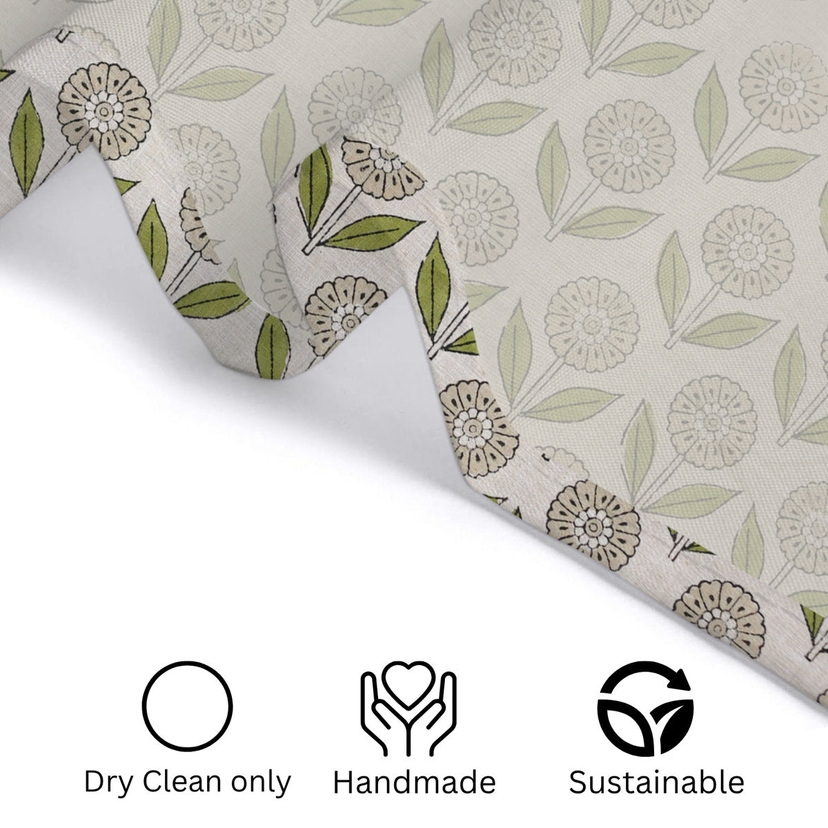 Bohemian Style Block Printed Shower Curtain | 100% Cotton |  Bathroom Textile, Gendapushp, Green