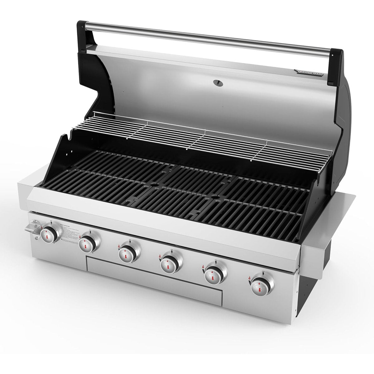 Brand-Man 40-Inch Drop-In 6-Burner Propane Grill, Convertible to Natural Gas, Heavy Duty 304 Stainless Steel Grill Head with Enameled Cast Iron Grates, 60,000BTUs for Kitchen & Outdoor BBQ Island