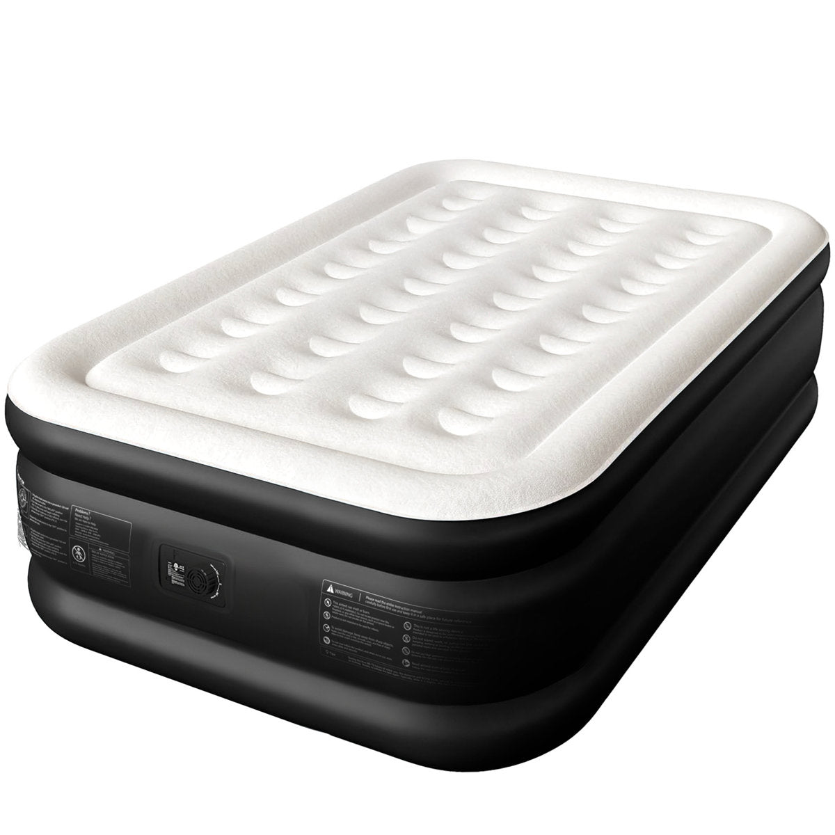 CHERIMOR 18" Full Air Mattress, Built-In Electric Pump Included, Carrying Case Included, Single Chamber, Indoor/ Outdoor Use, 600 lb Capacity, Black