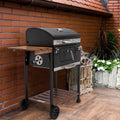 Charcoal Grill, BBQ Smoker with Handle and Folding Table, Perfect for Outdoor Patio, Garden and Backyard Grilling, (Black)