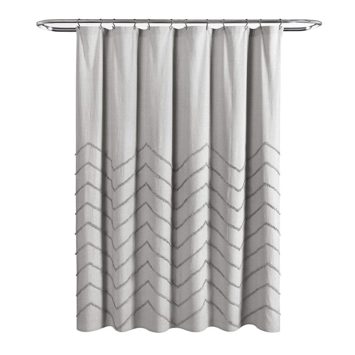 Chenille Chevron Cotton Geometric Shower Curtain
