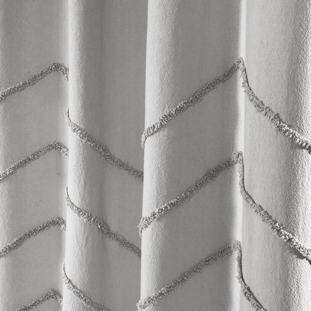 Chenille Chevron Cotton Geometric Shower Curtain
