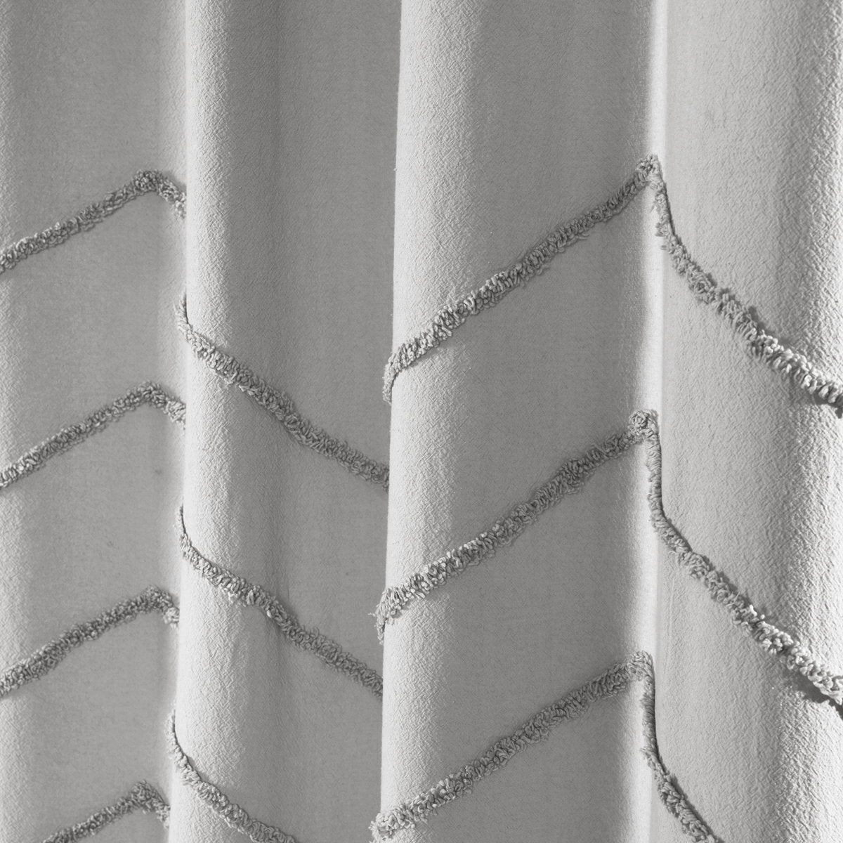 Chenille Chevron Cotton Geometric Shower Curtain