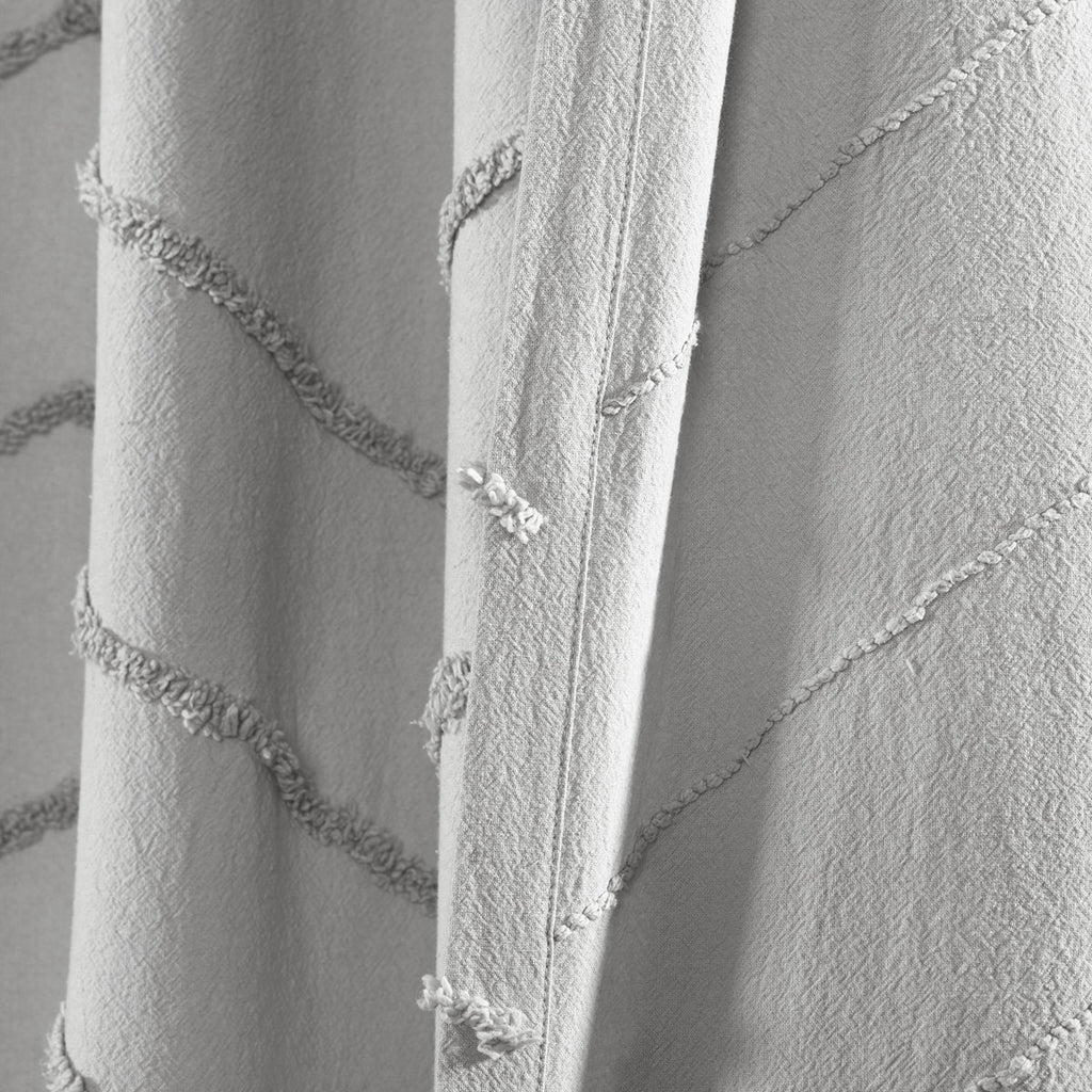 Chenille Chevron Cotton Geometric Shower Curtain