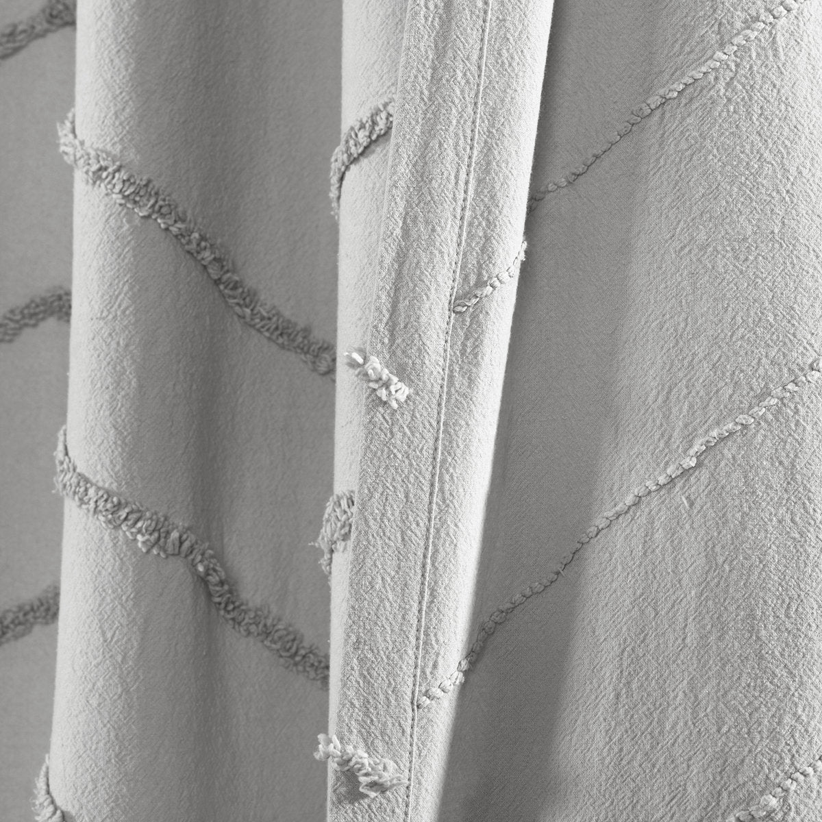 Chenille Chevron Cotton Geometric Shower Curtain