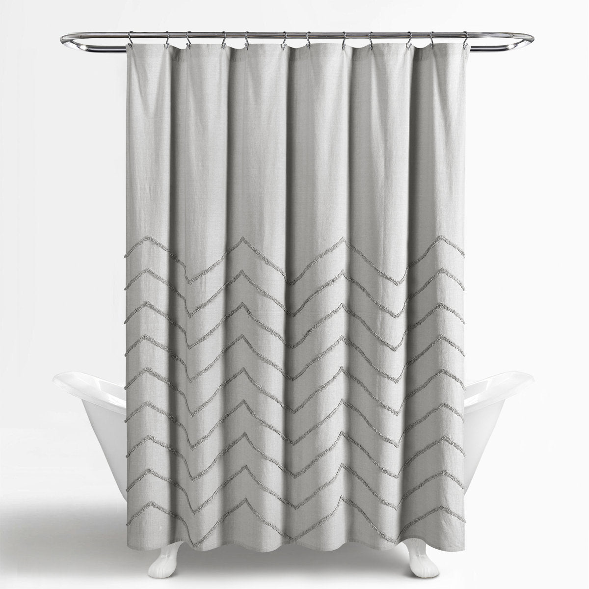 Chenille Chevron Cotton Geometric Shower Curtain