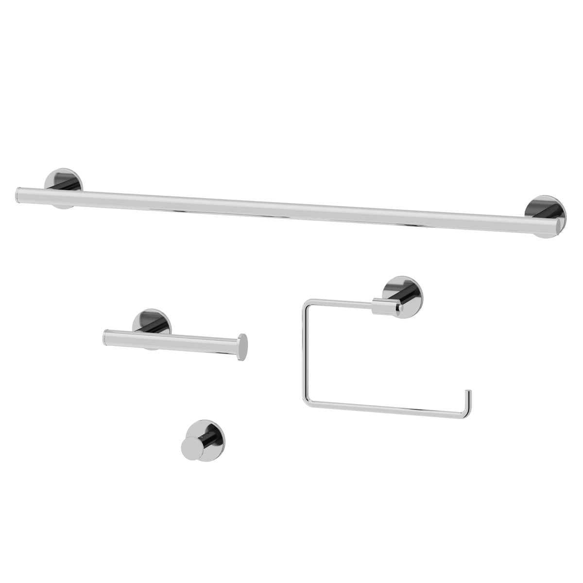 VIGO Elan 4-Piece Matte Black Bathroom Hardware Set with 24-in Towel Bar, Toilet Paper Holder, Hand Towel Holder and Hook & Reviews | Wayfair