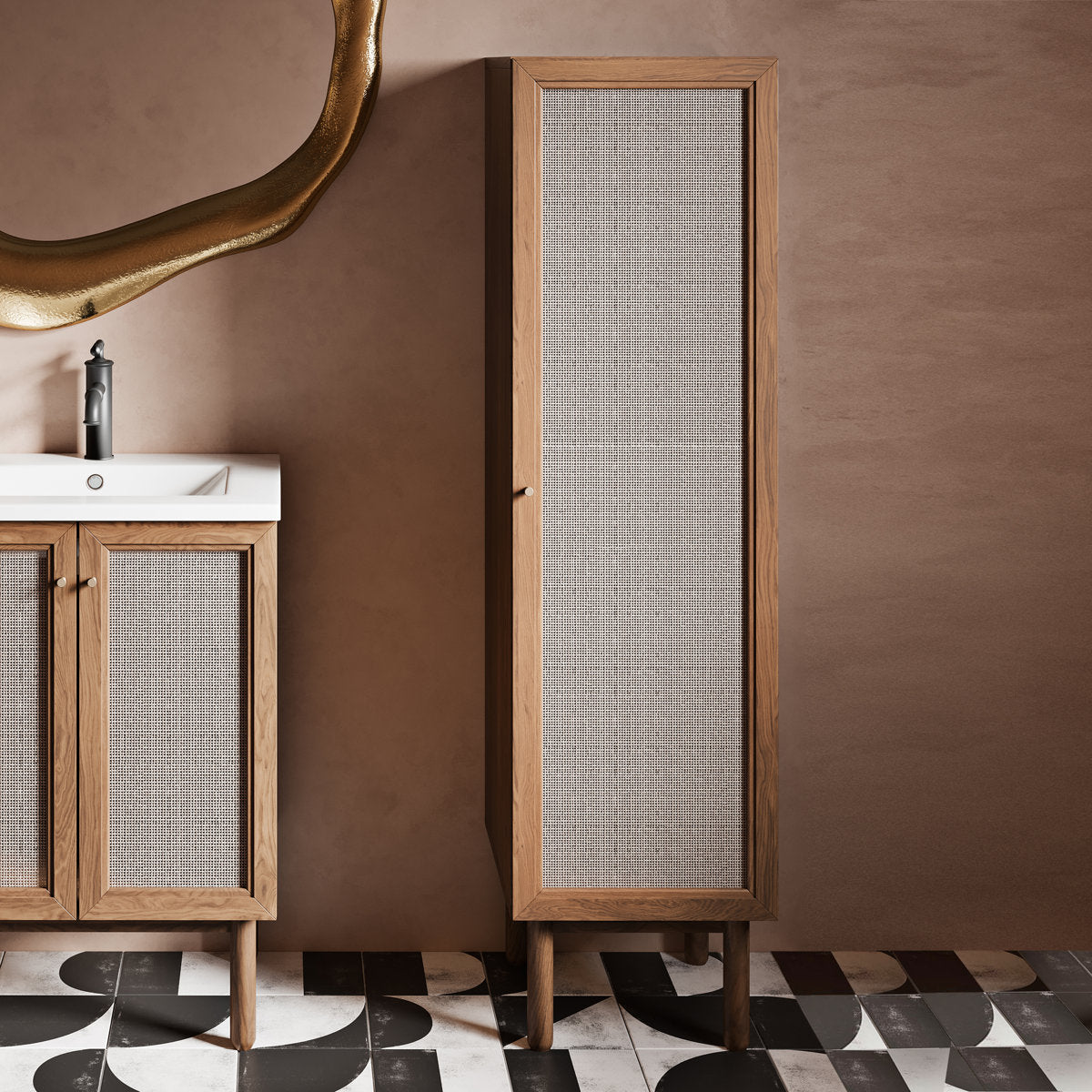 Classe 15.5 x 15 x 60 Freestanding Linen Cabinet in Toppan Oak