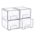 Clear Stackable Storage Drawers Case with Handles - for Bathroom, Closet, Pantry, Cabinet, Medicine & Baby Bottle Storage, 4 Pack, Large