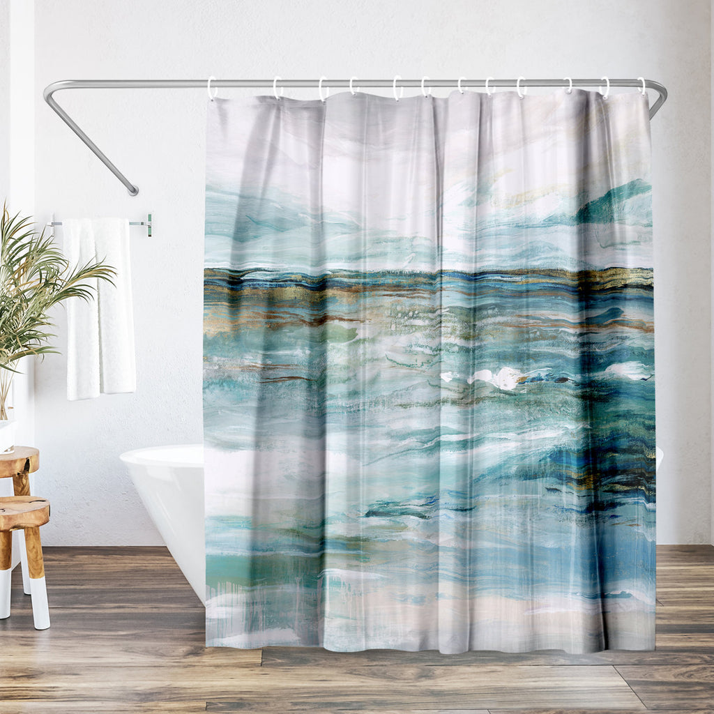 Coastal Shower Curtain Midnight Clear by PI Creative Art