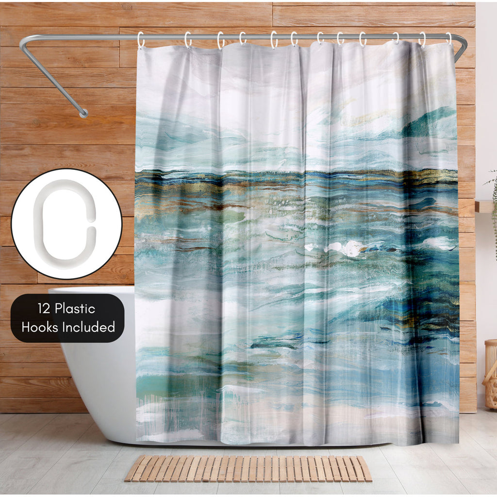 Coastal Shower Curtain Midnight Clear by PI Creative Art