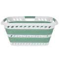 Collapsible Laundry Basket in White/Sage