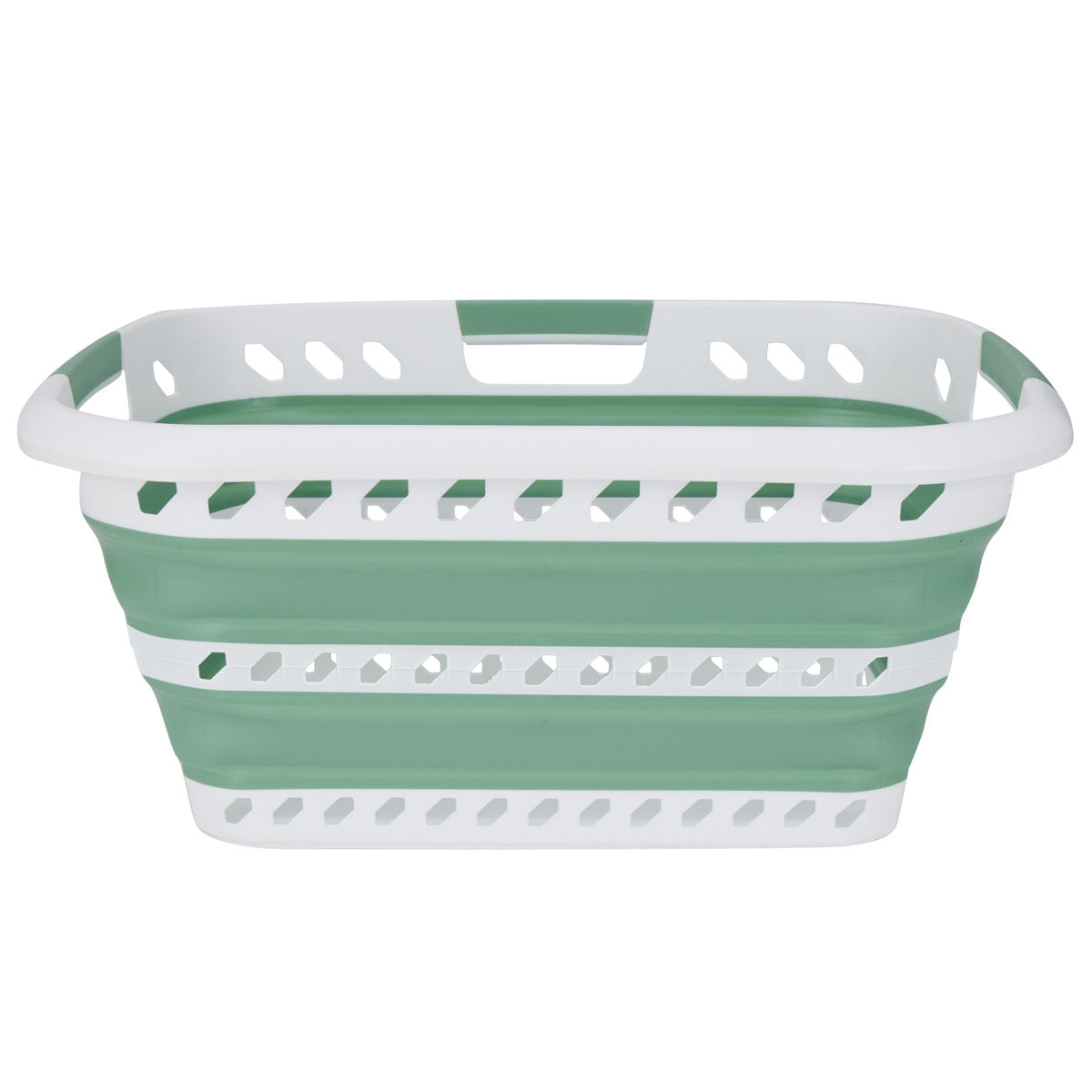Collapsible Laundry Basket in White/Sage