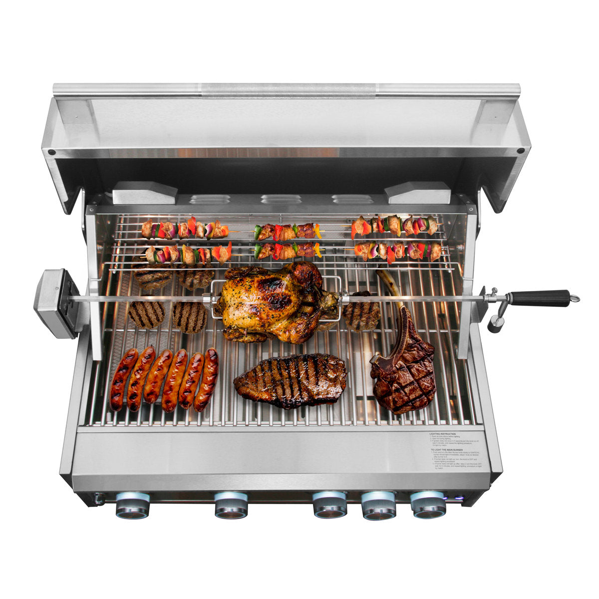 Cosmo 32 in. Newport Collection Built-In 4 Burner Gas Grill with Infrared Rotisserie, Knob LED Lighting in Stainless Steel