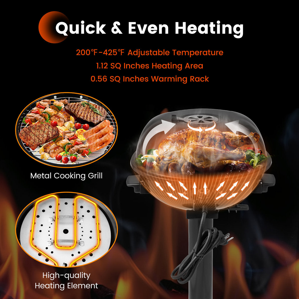 Costway 20.5'' W x 17.5'' D Portable Indoor/Outdoor Use Single Burner Electric Grill