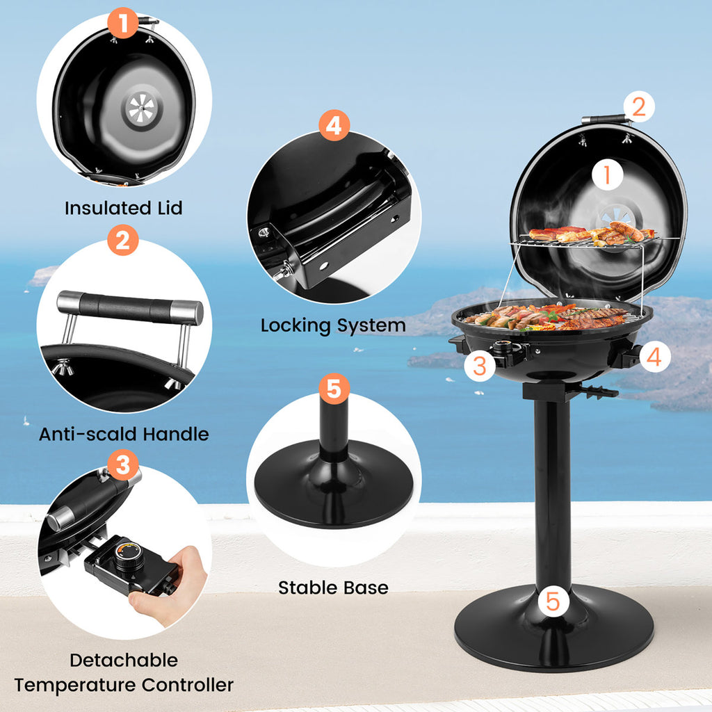 Costway 20.5'' W x 17.5'' D Portable Indoor/Outdoor Use Single Burner Electric Grill