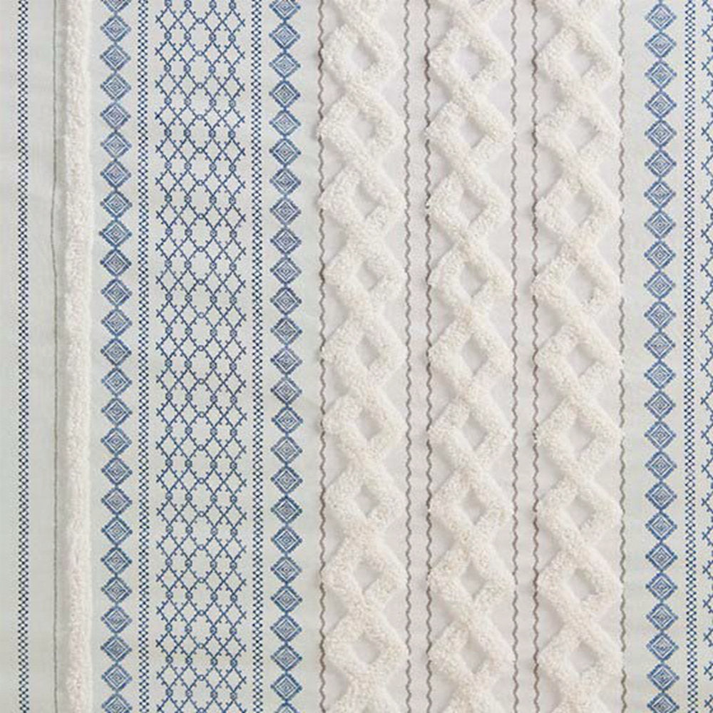 Cotton Printed Shower Curtain With Chenille