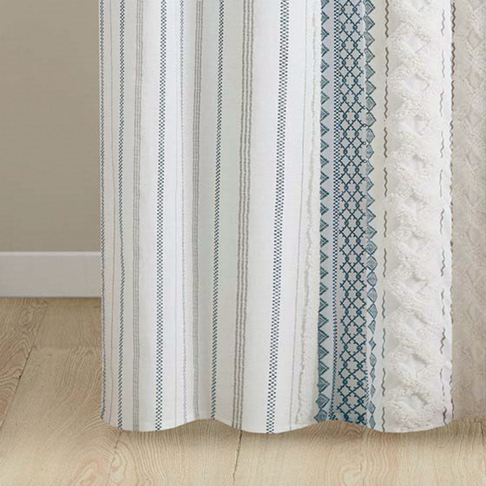 Cotton Printed Shower Curtain With Chenille