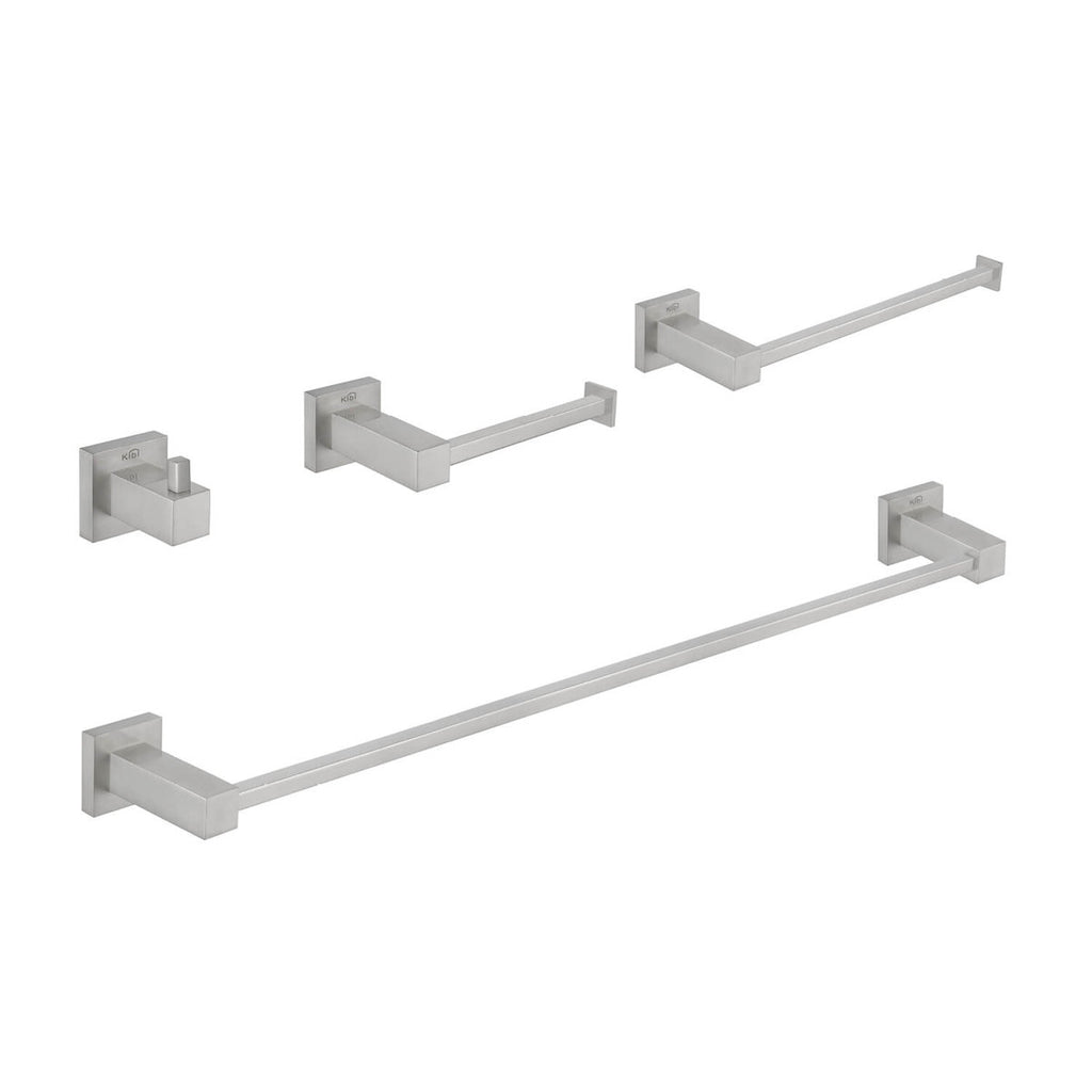 Cube 4 - Piece Bathroom Hardware Set C-KBA15-4BN