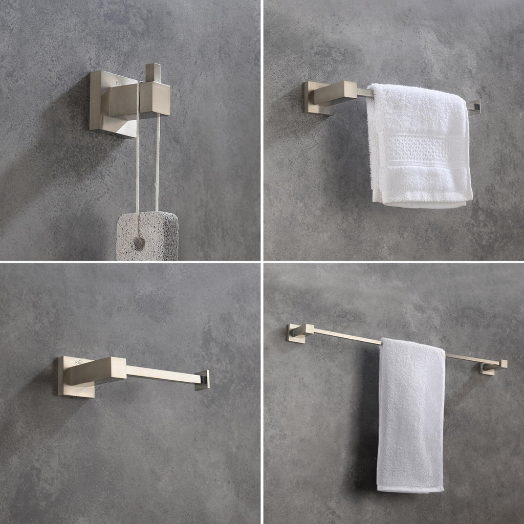 Cube 4 - Piece Bathroom Hardware Set C-KBA15-4BN