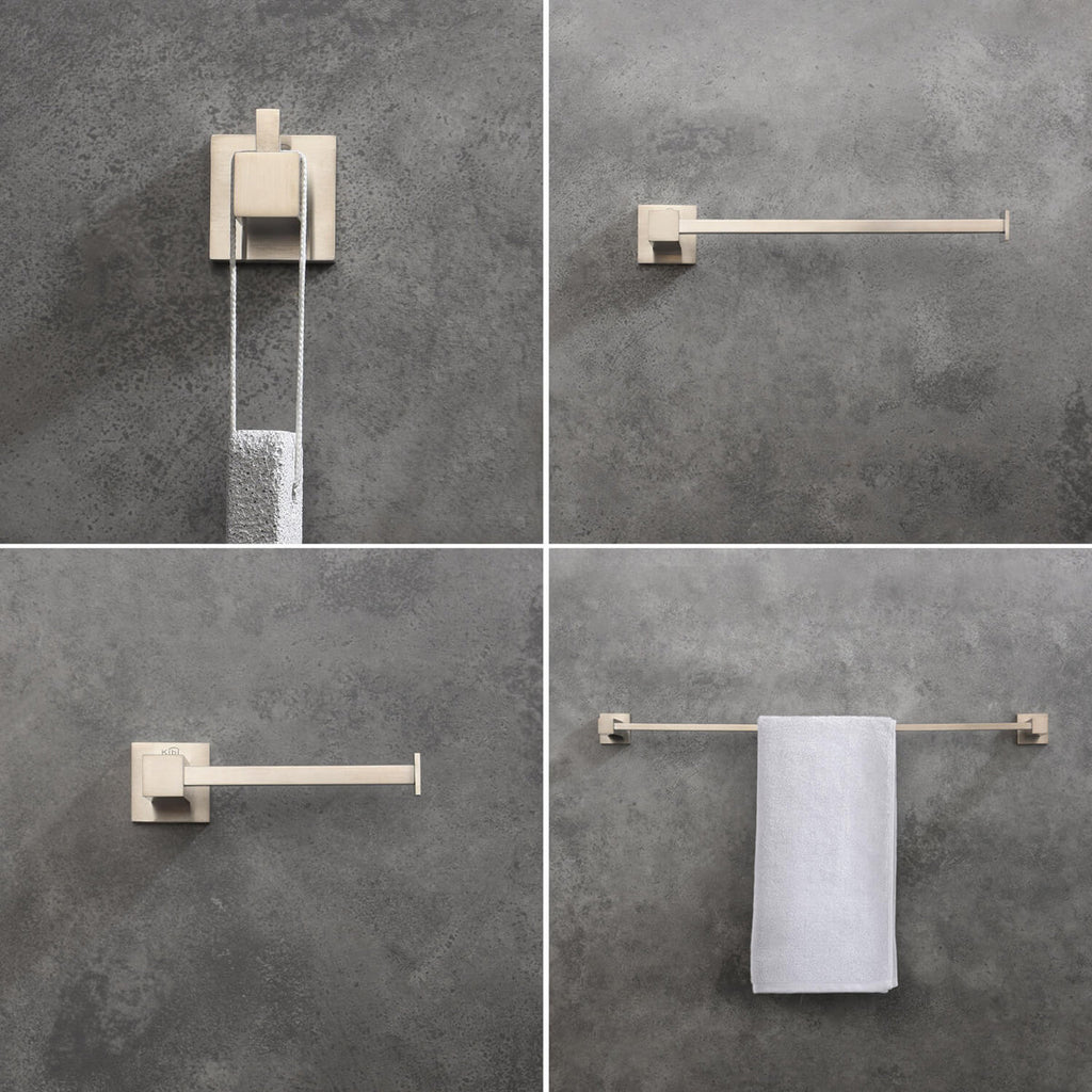 Cube 4 - Piece Bathroom Hardware Set C-KBA15-4BN