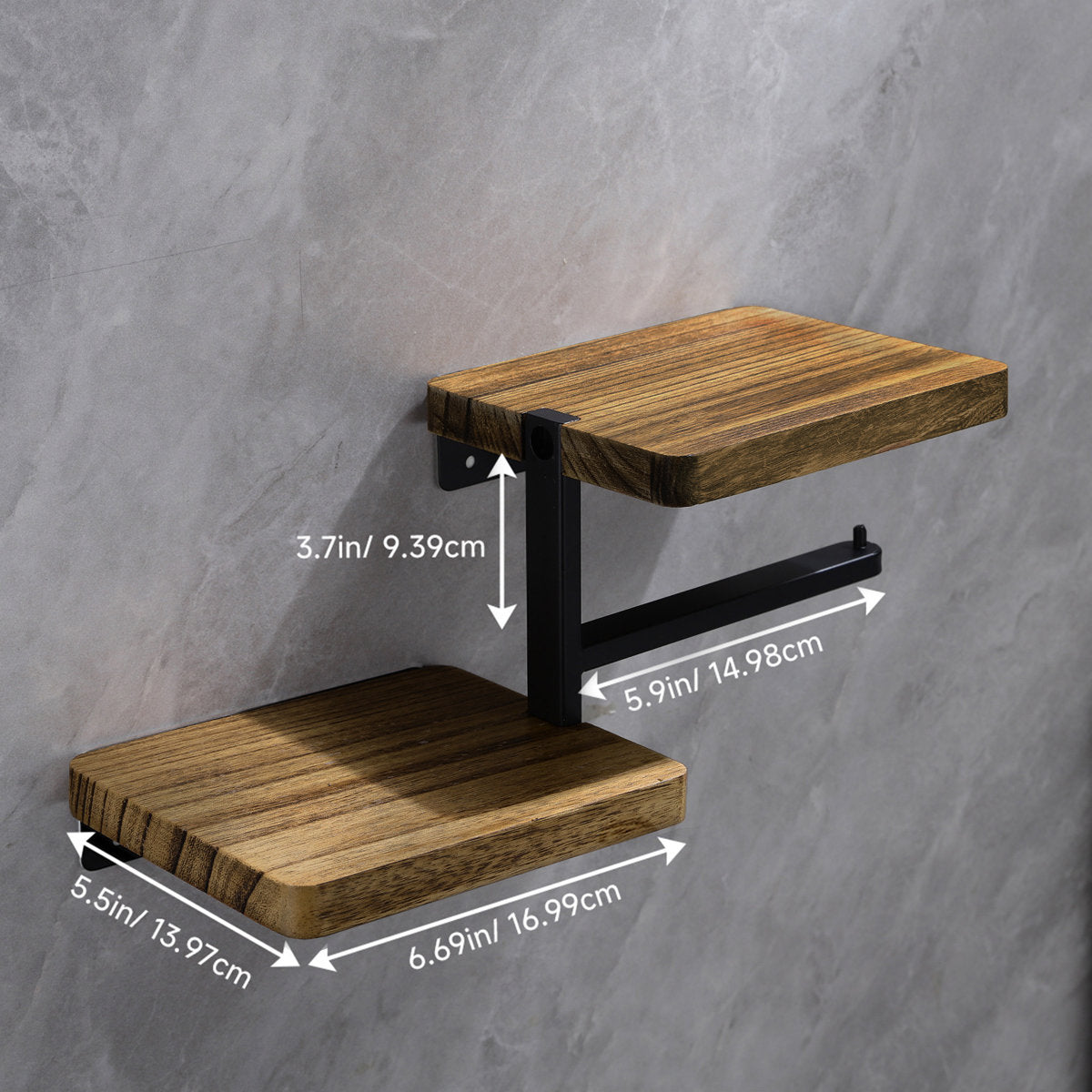 Double Toilet Paper Holder with Shelf Wall Mounted,Tissue Roll Holder for Bathroom TP022