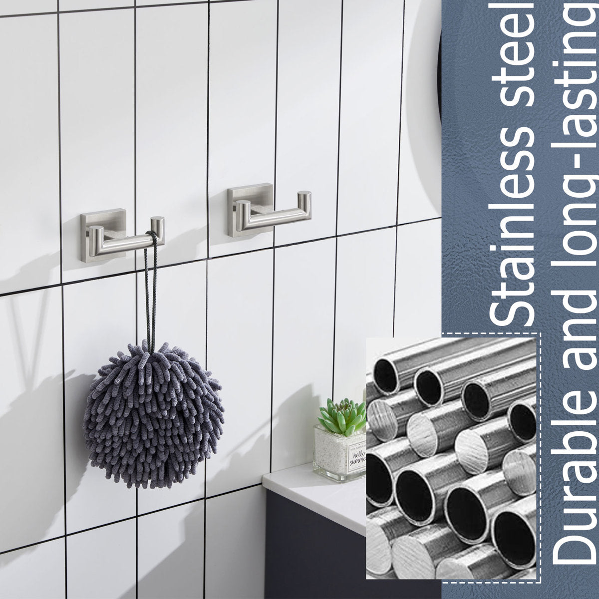 Double Towel Hooks Wall Mounted (Set of 2) B1015BR-P2