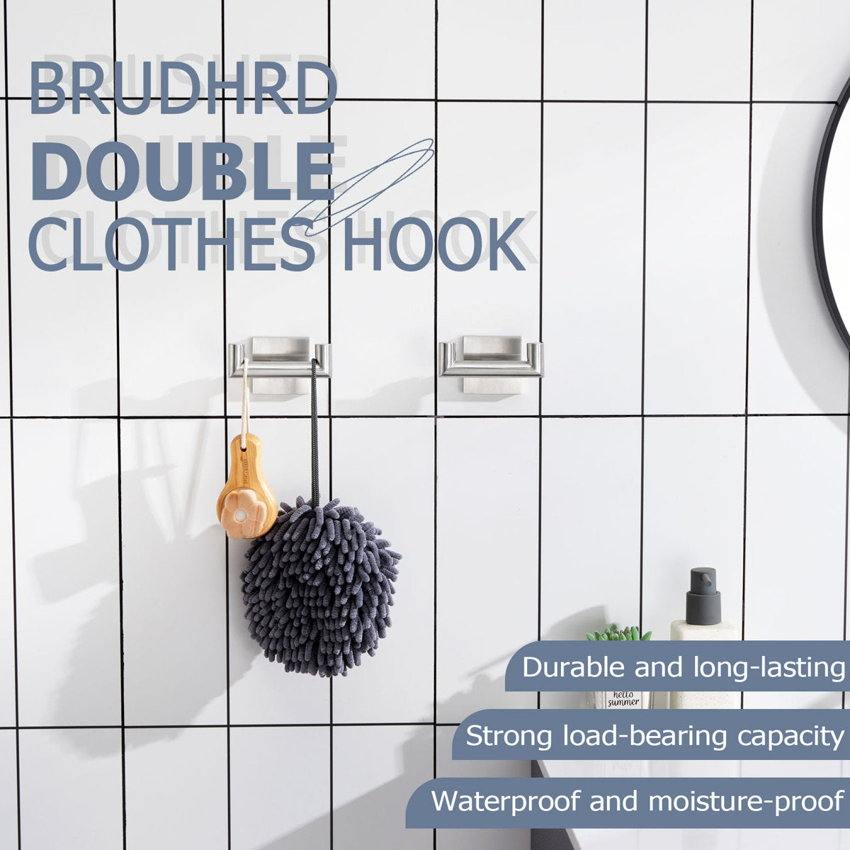 Double Towel Hooks Wall Mounted (Set of 2) B1015BR-P2