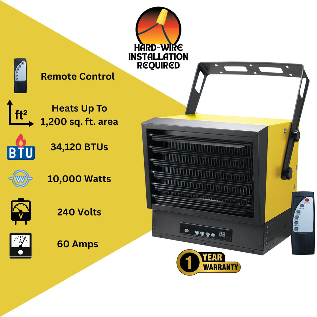 Dura Heat 240 Volt Hard-Wired Electric Garage Heater Remote, 10000 Watt - EWH9800