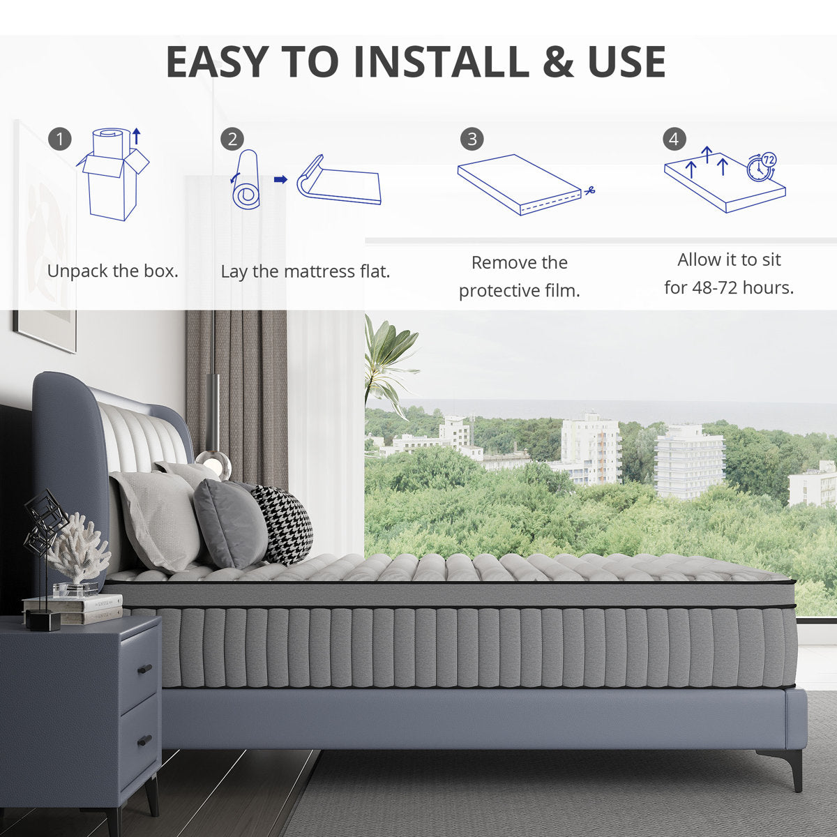 EGOHOME 14" Medium Hybrid Mattress