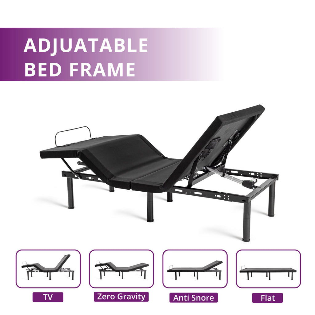 EGOHOME 15”Zero Gravity Adjustable Bed With 12" Memory Foam Mattress, Wireless Remote Control