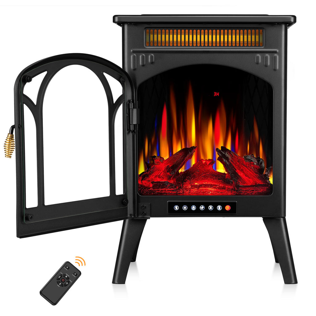 Electric Fireplace Stove Heater With Electronic Temperature Control