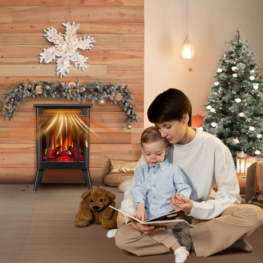 Electric Fireplace Stove Heater With Electronic Temperature Control