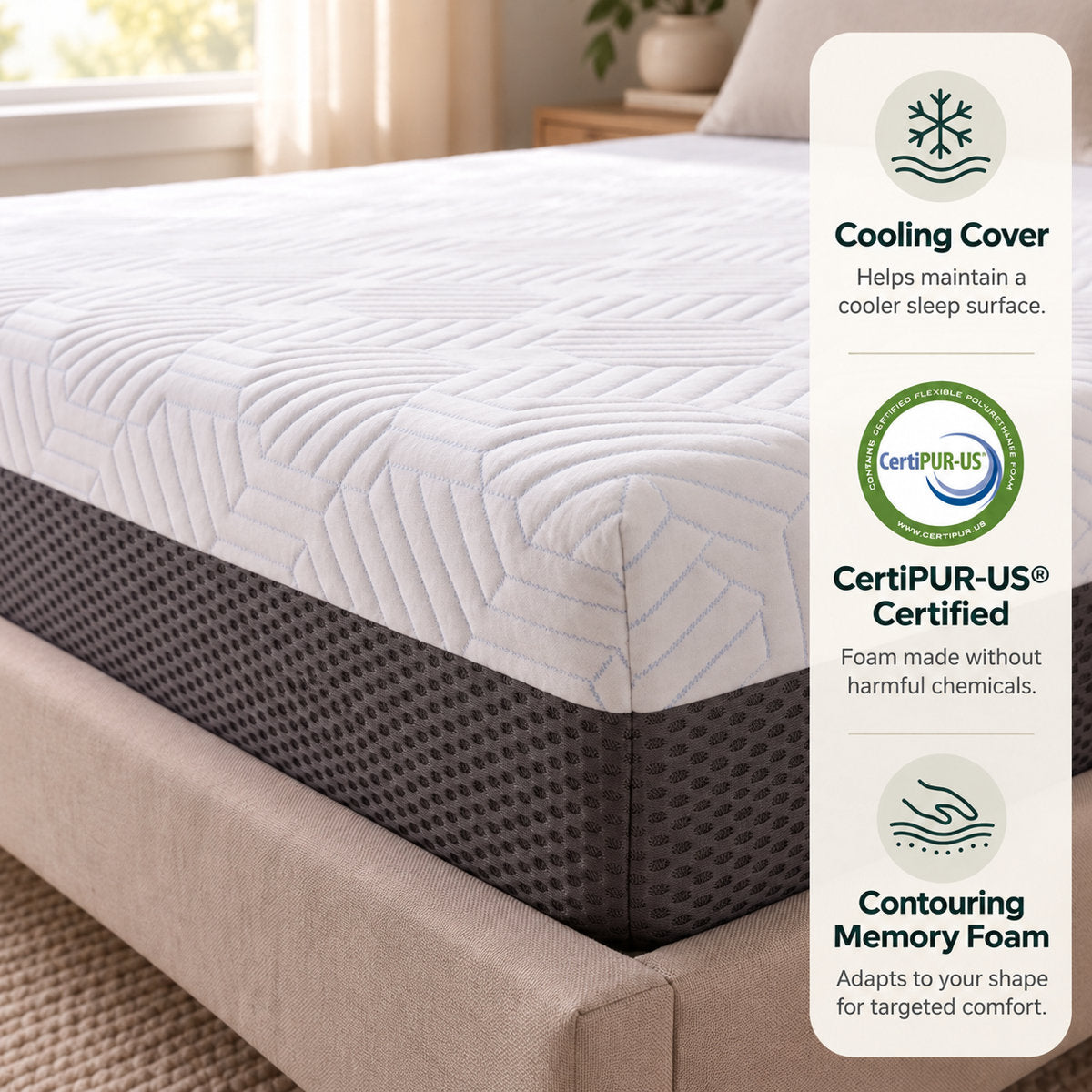 Epernay 8 in. Queen Firm Gel Memory Foam Mattress with Temperature Regulating Cooling Cover