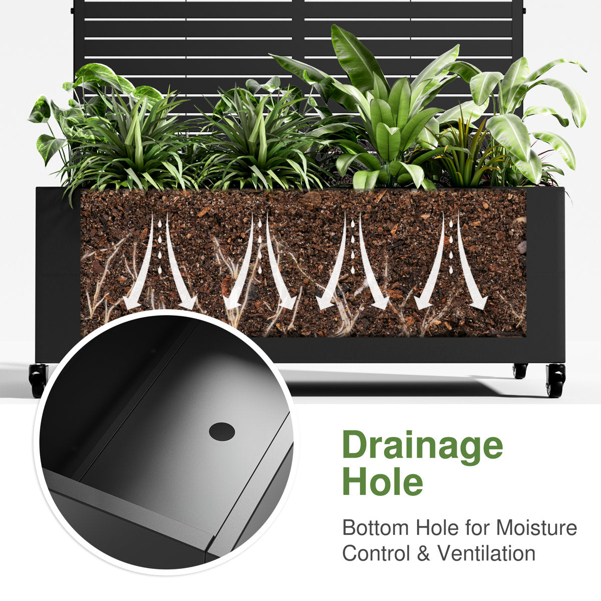 Eulau Metal Planter Box with Wheels
