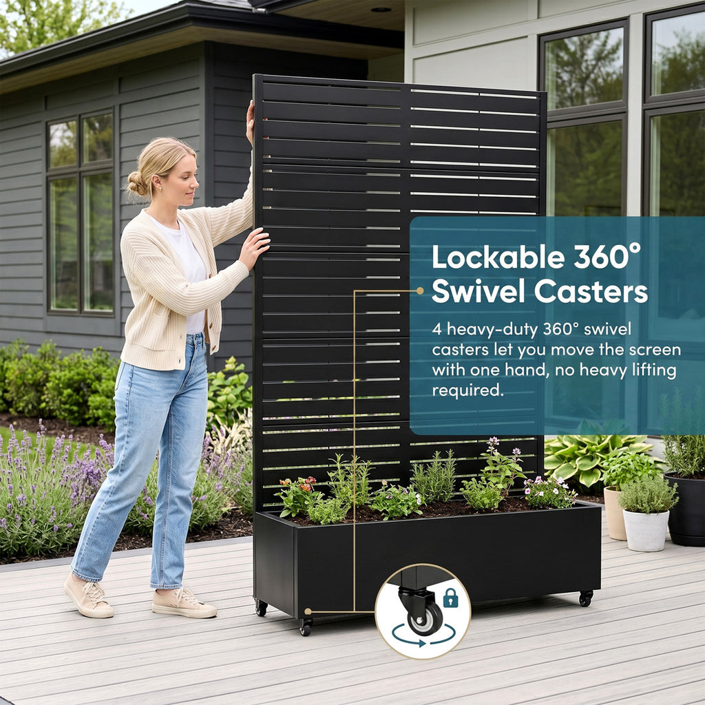 Eulau Metal Planter Box with Wheels