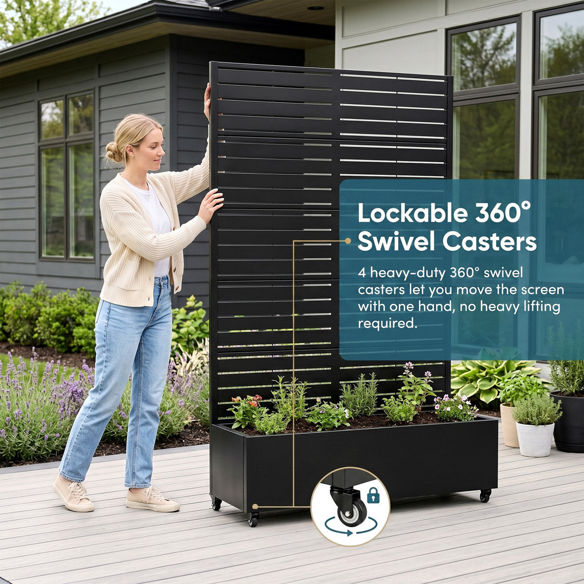Eulau Metal Planter Box with Wheels