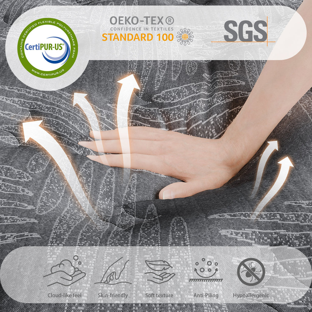 Evann Two Sizes 14" Medium Firm Hybrid Mattress with Pocket Spring Coils &Cooling Gel Foam, Anti-Static & Hypoallergenic for Healthy Sleep – Triple-Certified (CertiPUR-US, OEKO-TEX, SGS)