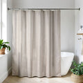 Extra Long Shower Curtain Taupe Linen Look 71 x 79 inches