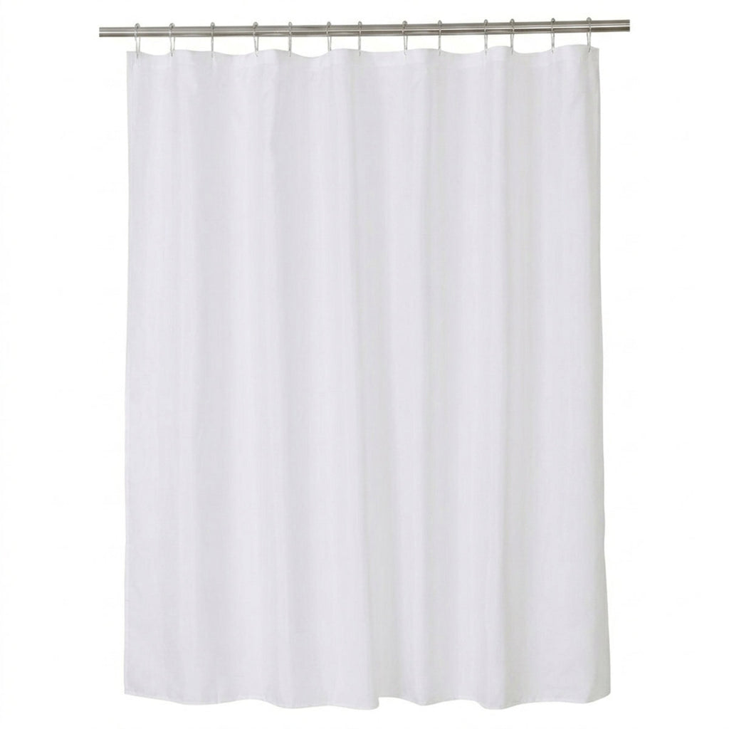 Fabric Shower Curtain Liner, Hotel-Quality Polyester Shower Curtain with Magnets, Machine Washable, White, 72" x 72"